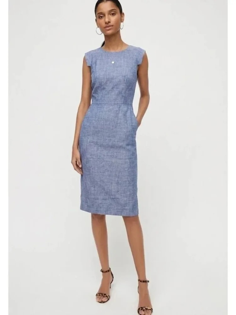 J.Crew Light Blue Stretch Linen Resume Dress Sz 16